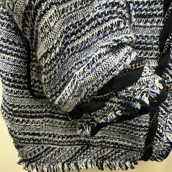 White House Black Market Tweed Boucle Blazer Womens M L Fringe Business Classy - Picture 4 of 15